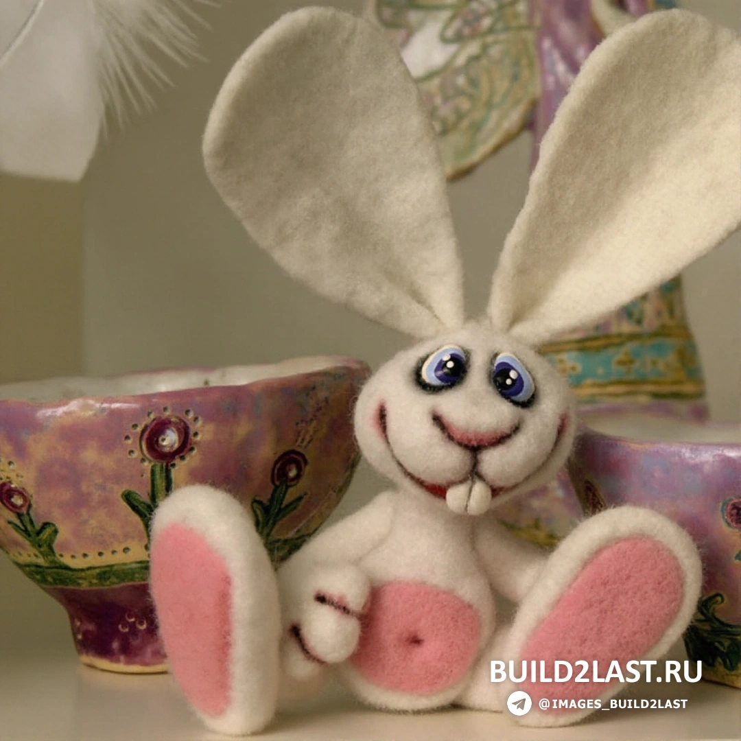 Розовая войлочная игрушка для детей, выполненная в технике хэнд-мэйд, используется как декоративный элемент.